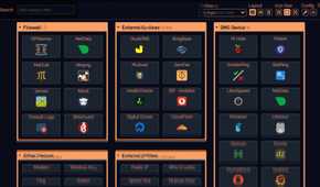 A screenshot of Dashy dashboard showing a collection of self-hosted services
