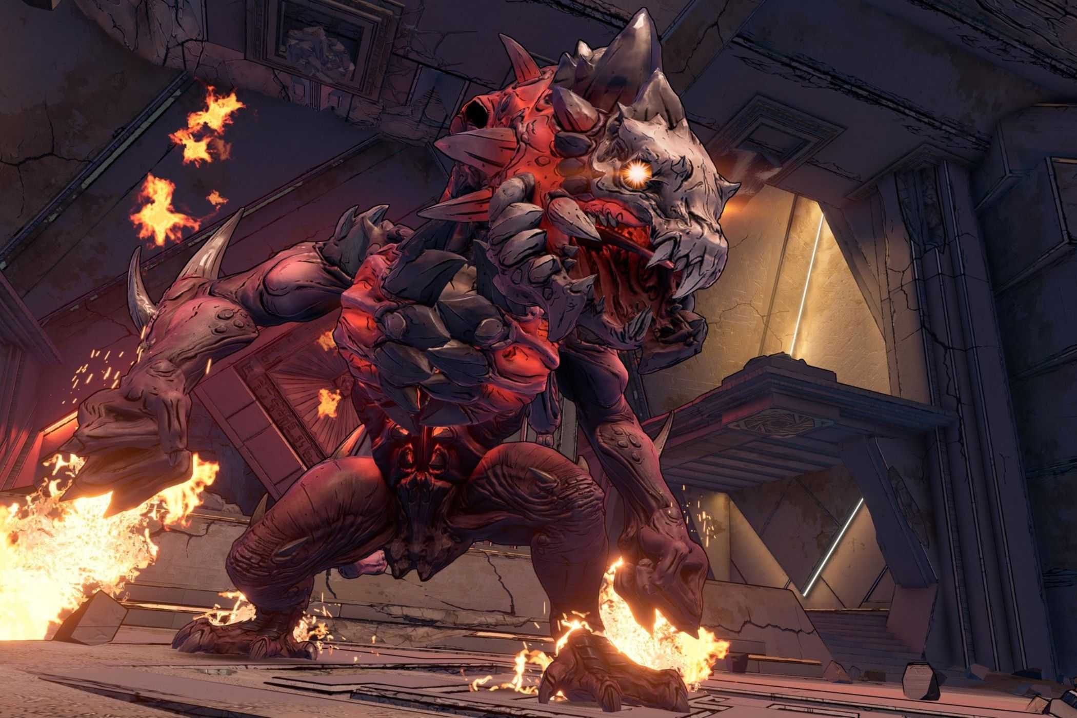 Borderlands 3 beast boss on fire