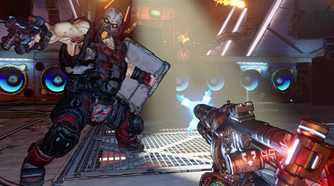 Borderlands 3 player shooting at beatbox boss