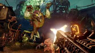 Borderlands 3 player shooting at jabber jumping