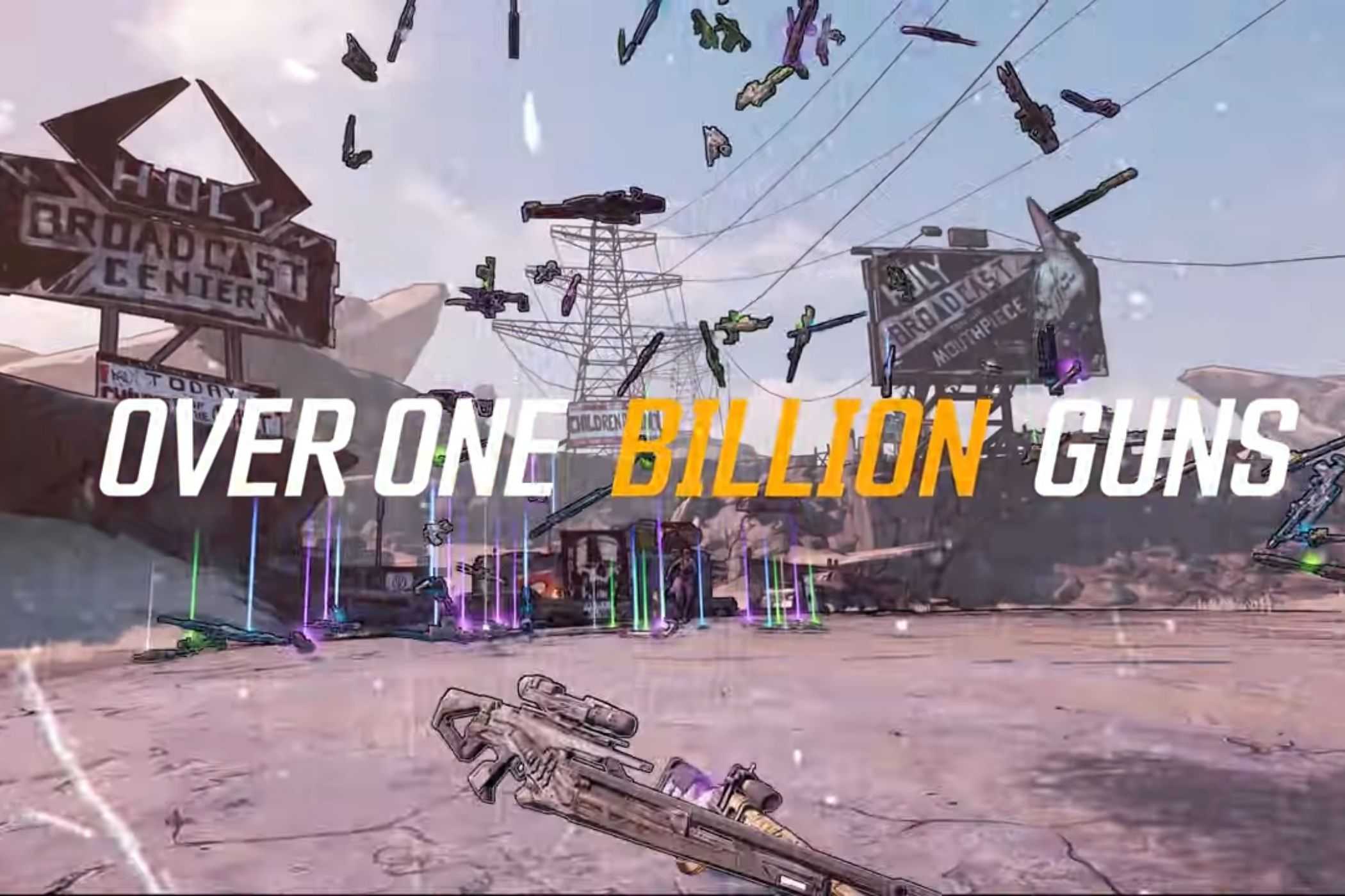 Borderlands 3 raining guns from the sky on Pandora