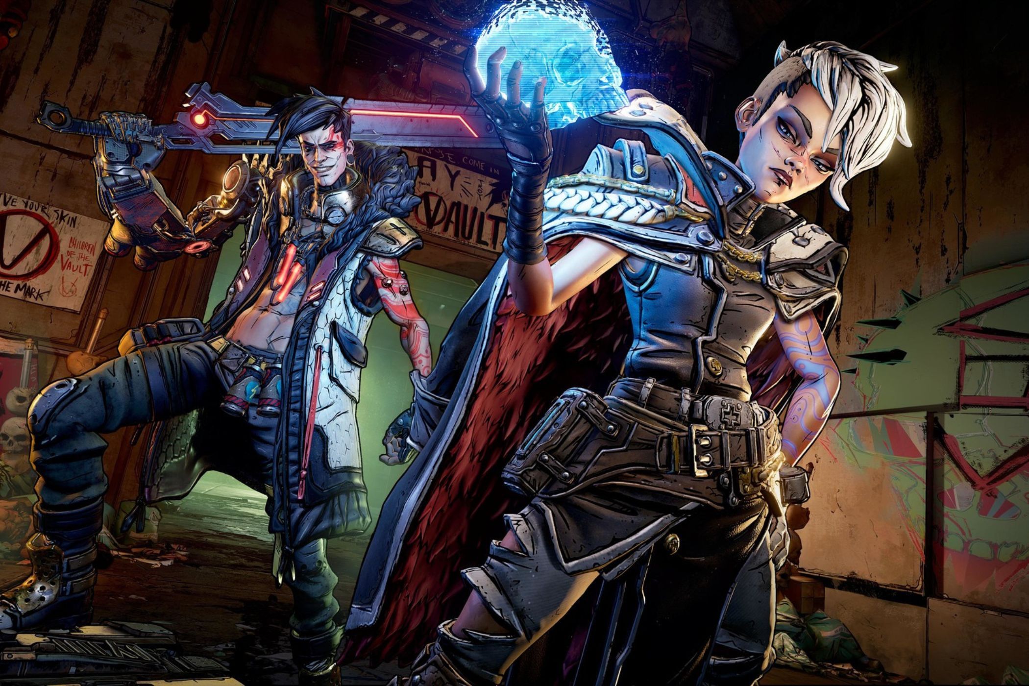 Borderlands 3 Tyreen and Troy standing in vault