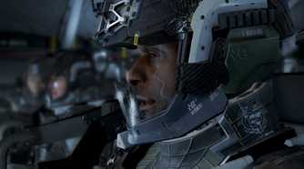 An image from Call of Duty: Infinite Warfare, showing a man in an advanced exoskeleton suit.
