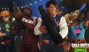 An image from Call of Duty: Infinite Warfare's Zombies mode, showing four player characters armed.
