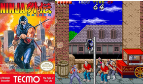 Ninja Gaiden cover art next to a gameplay screenshot