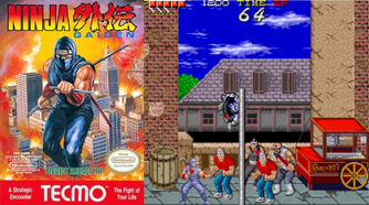 Ninja Gaiden cover art next to a gameplay screenshot