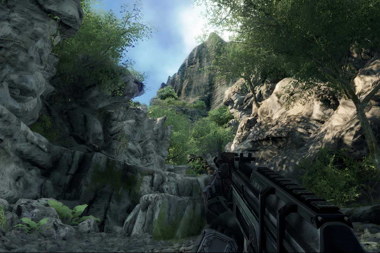 An image from the 2007 game Crysis, showing its island setting.