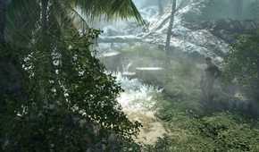 An image from the 2007 game Crysis, showing vegetation in an island.