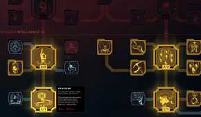 An image from Cyberpunk 2077, showing the Intelligence skill tree in the game.