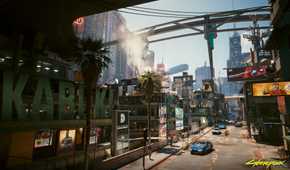 An image from Cyberpunk 2077, showing the district of Kabuki.