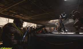 An image from Cyberpunk 2077, showing a boxing ring.