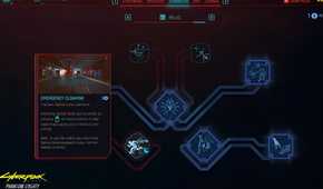 An image from Cyberpunk 2077, showing the new, DLC-exclusive "Relic" skill tree in the game.