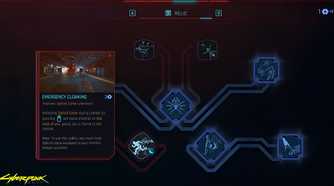 An image from Cyberpunk 2077, showing the new, DLC-exclusive "Relic" skill tree in the game.