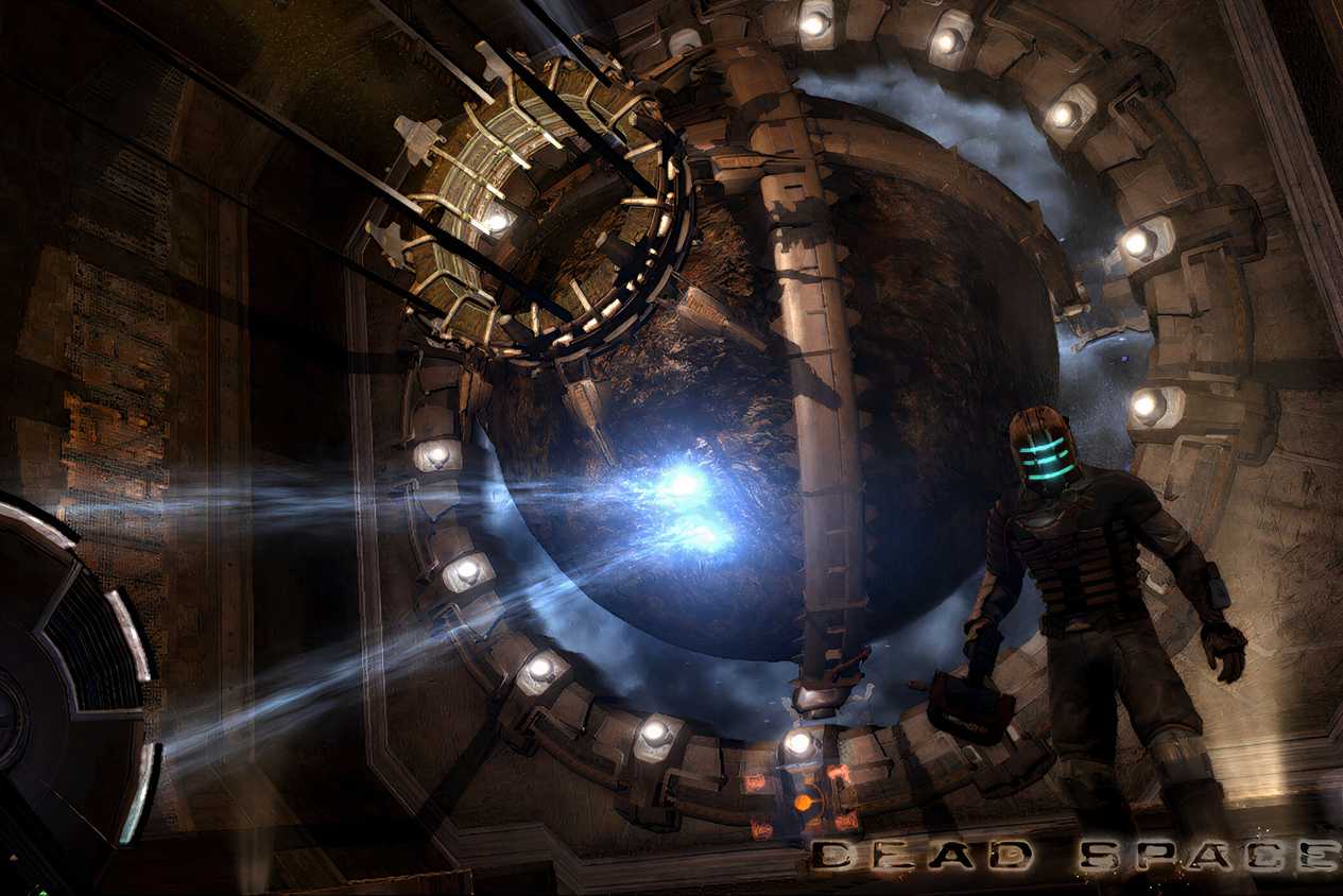 An image from 2008's Dead Space, showing an asteroid being mined.