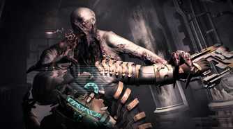 An image from 2011's Dead Space 2, showing a grotesque alien attacking a person wearing a space suit.