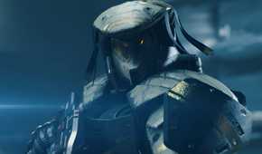 An image from the game "Death Stranding", showing a person in a mechanical suit and mask.