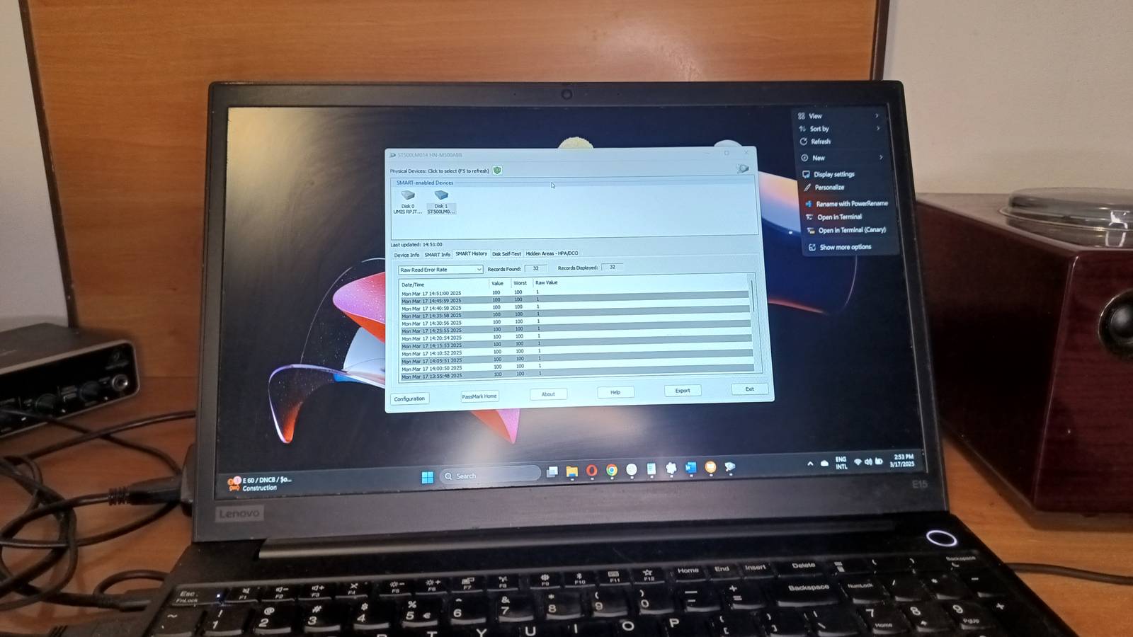 Image with DiskCheckup software on a Windows 11 laptop