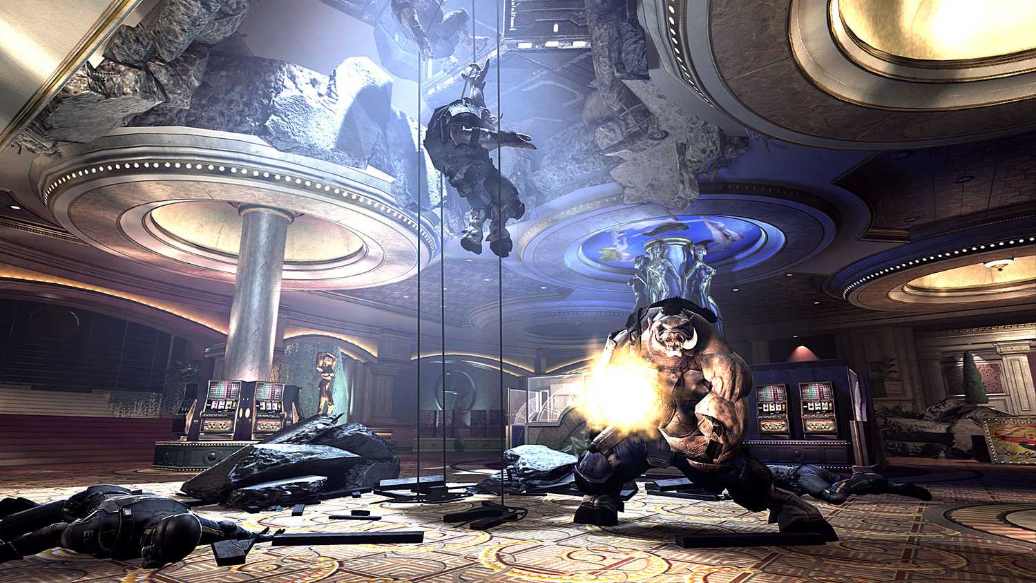 Screenshot from Duke Nukem Forever video game of enemies attacking the player