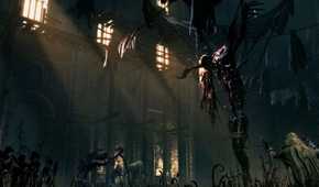 Bloodborne Blood Starved Beast hanging from hooks