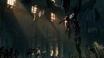 Bloodborne Blood Starved Beast hanging from hooks