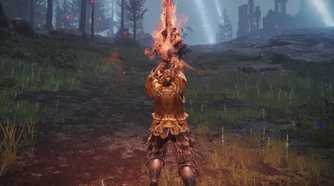 Elden Ring player holding up Rykard's blade