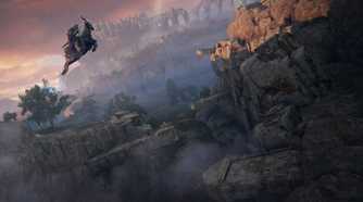 Elden Ring player jumping gorge on horseback