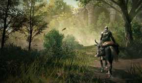 Elden Ring Shadow of the Erdtree player riding horse in forest