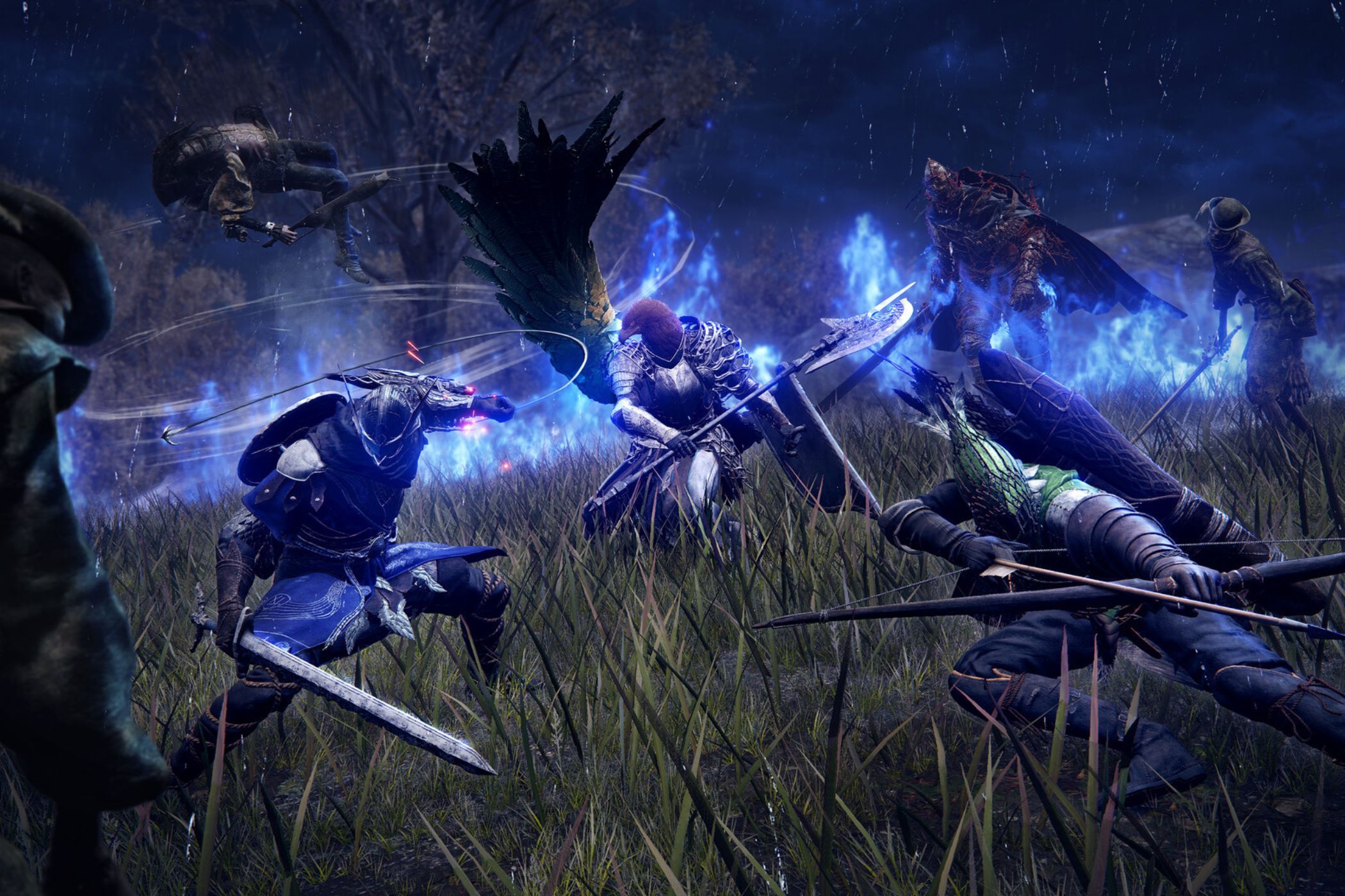 Elden Ring Nightreign players battling in field