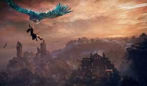 Elden Ring Nightreign player flying over map using bird