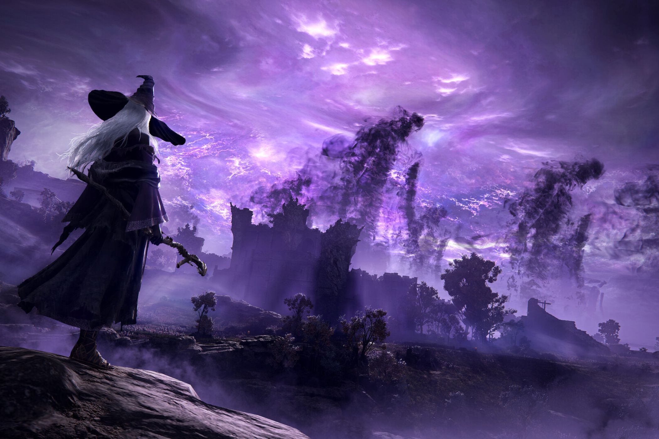 Elden Ring Nightreign player standing on cliff overlooking magic field