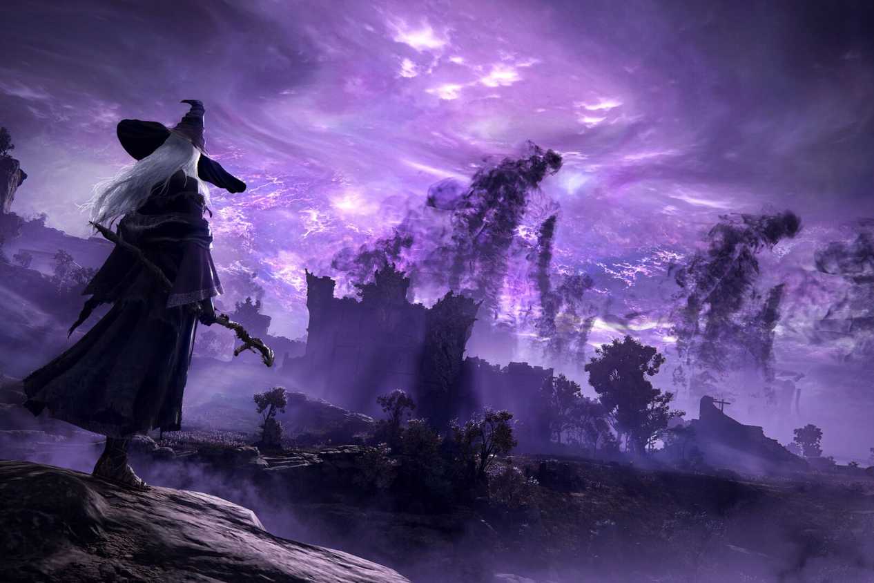 Elden Ring Nightreign player standing on cliff overlooking magic field