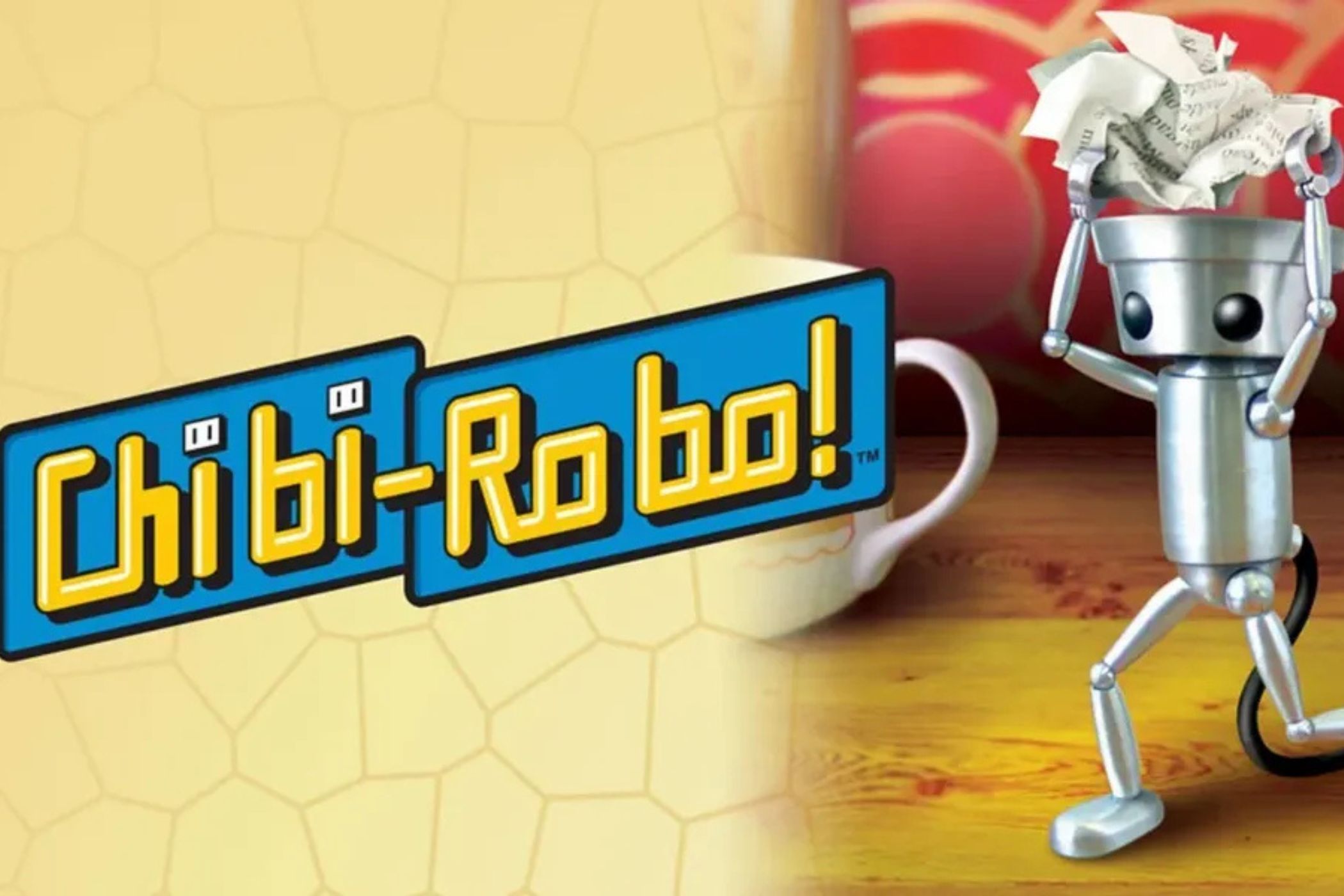 Chibi Robo logo with robot carrying trash