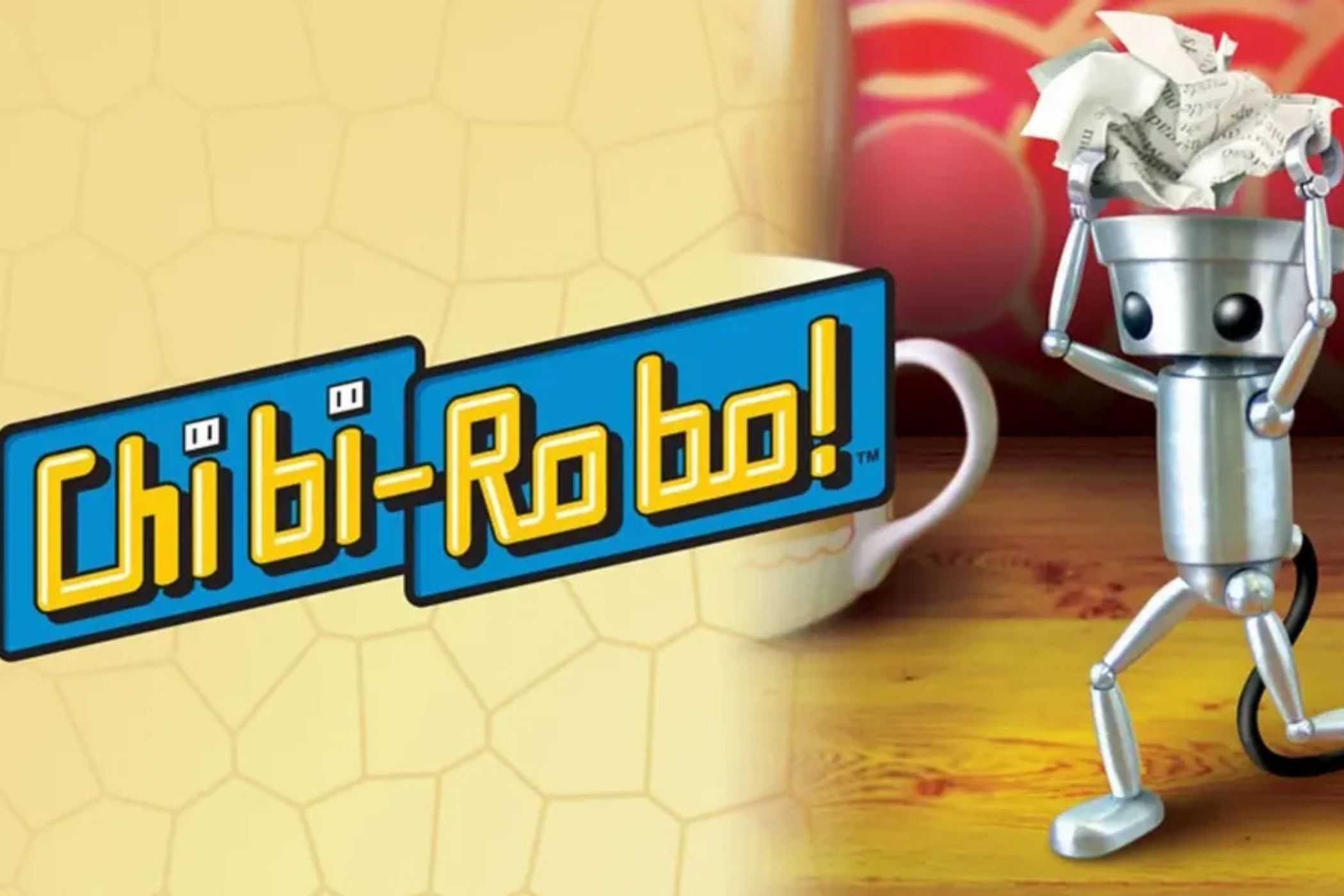 Chibi Robo logo with robot carrying trash