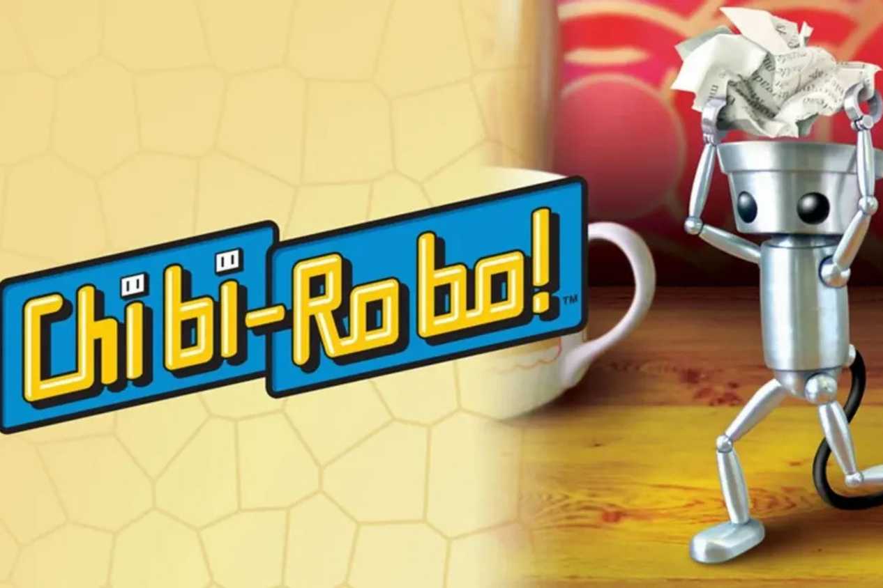 Chibi Robo logo with robot carrying trash