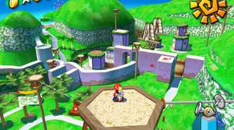 Super Mario Sunshine Mario on tower on Isle Delfino