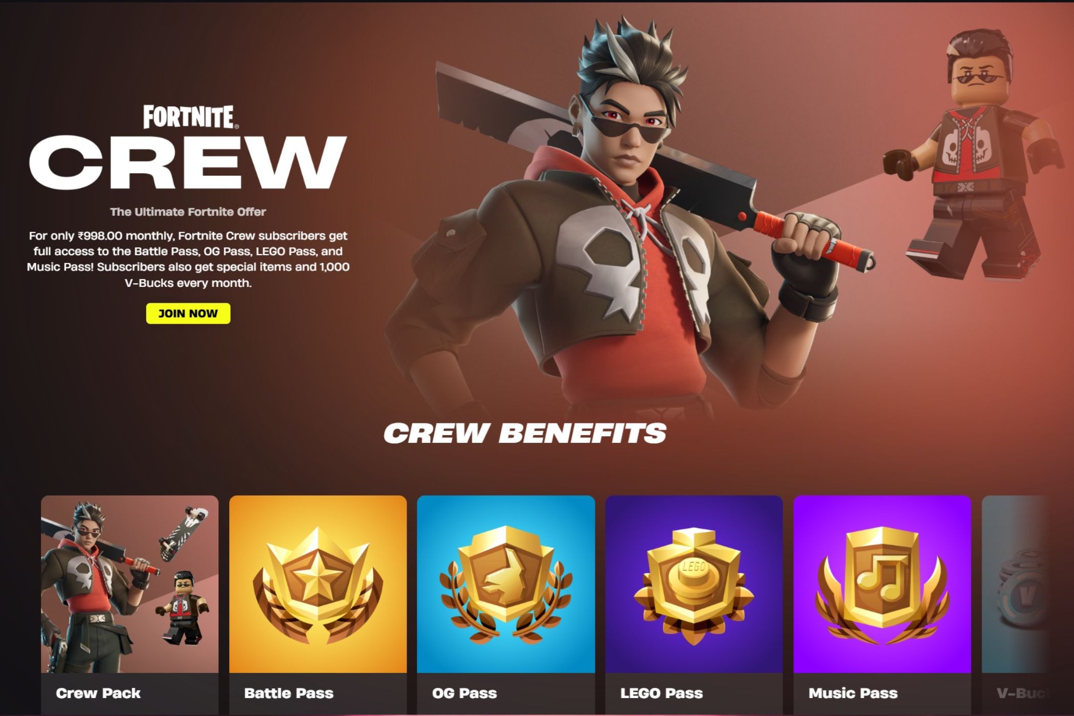 An image of "Crew" benefits from the game Fortnite.