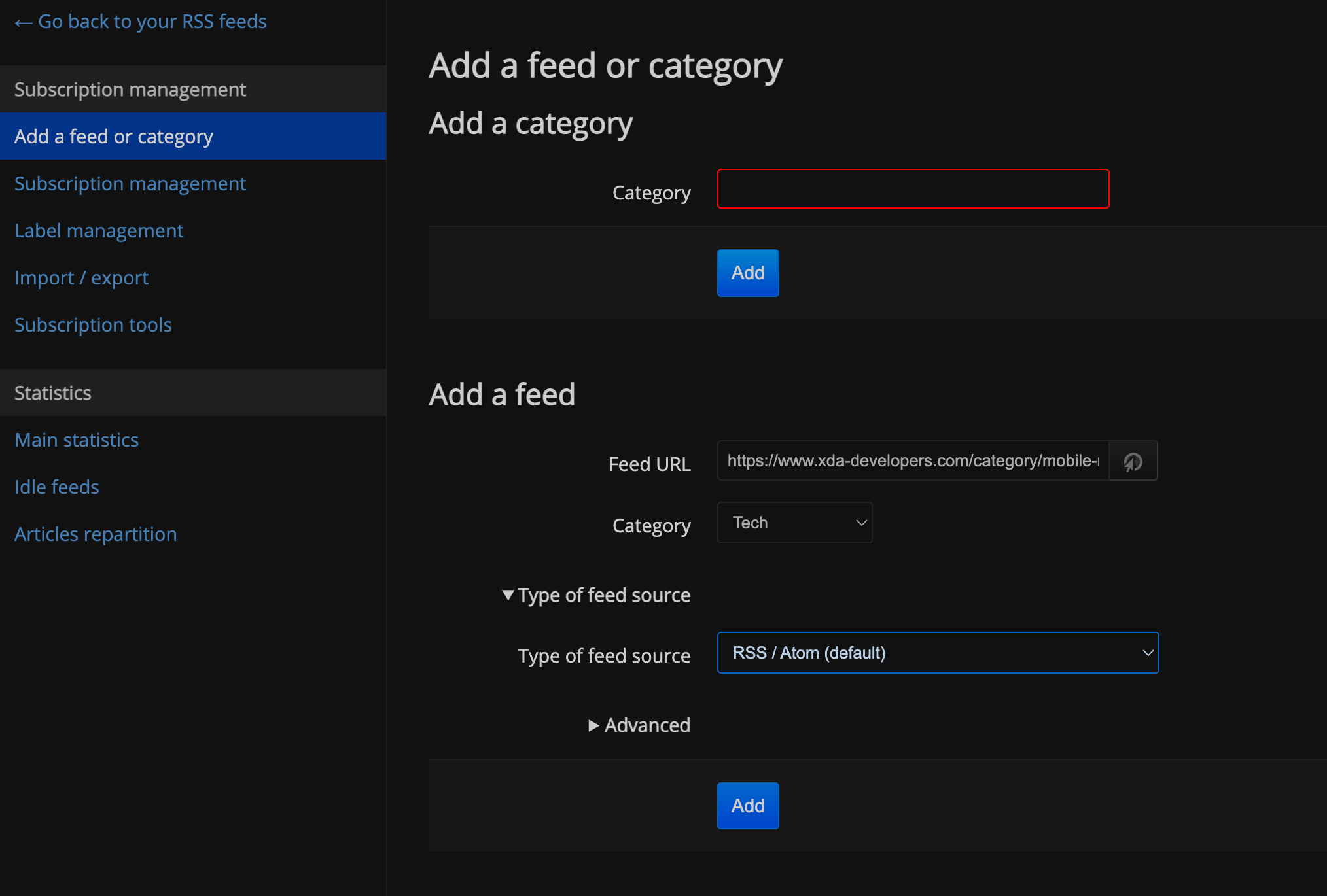 FreshRSS - add feed-1