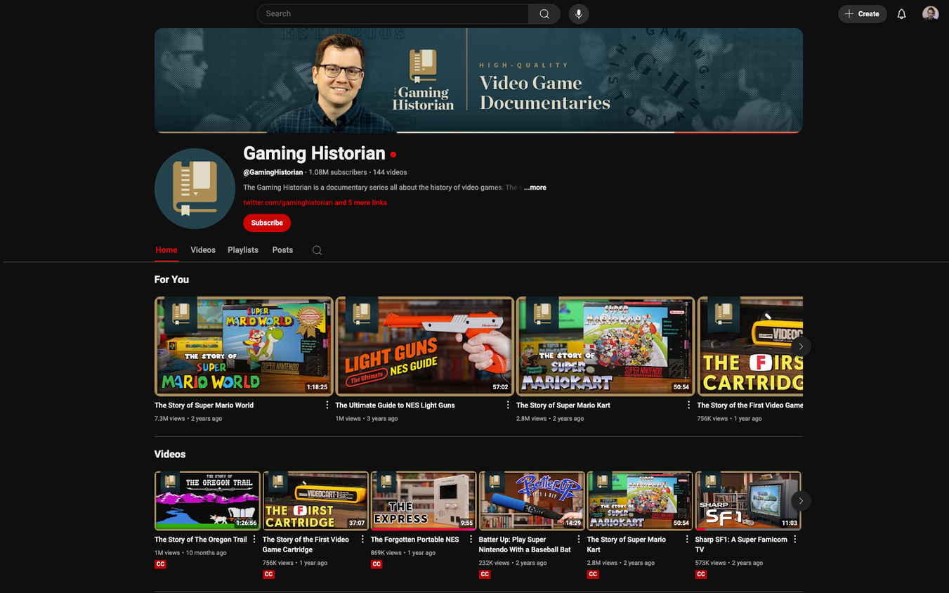Gaming Historian YouTube Channel
