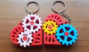 gear heart fidget keychain