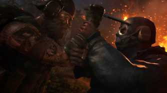 An image from Ghost Recon Breakpoint, showing two people in close-quarters-combat.