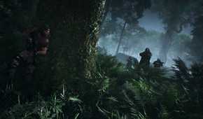 An image from Ghost Recon Breakpoint, showing a dark forest with agents.