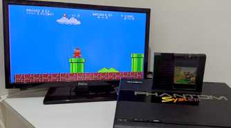 Gradiente Phantom System - Brazil NES clone - With television playing Mario game