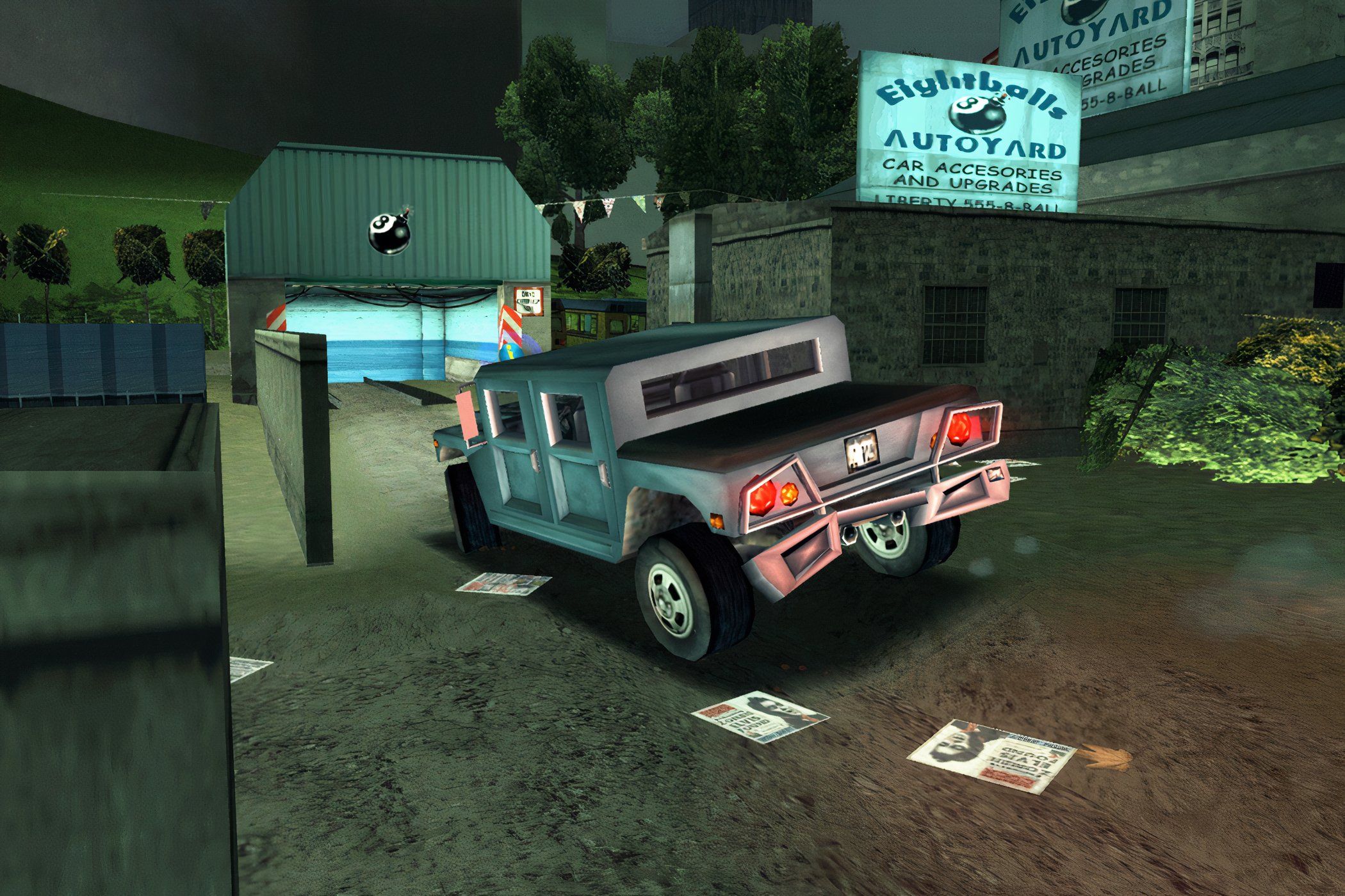 An image from the 2001 game, Grand Theft Auto III, showing a Humvee.
