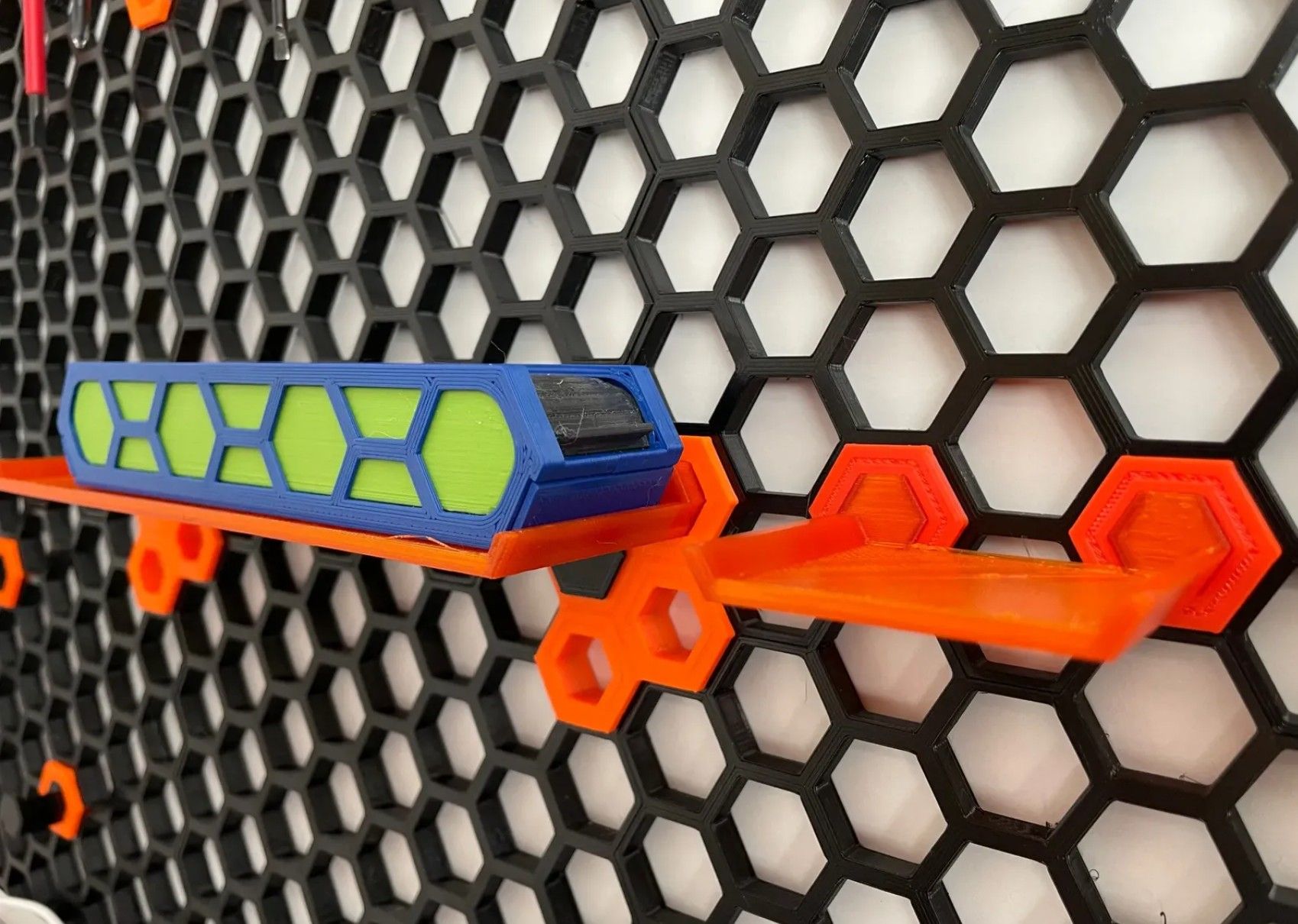 The honeycomb storage attached on the wall
