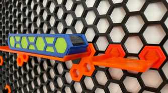 The honeycomb storage attached on the wall