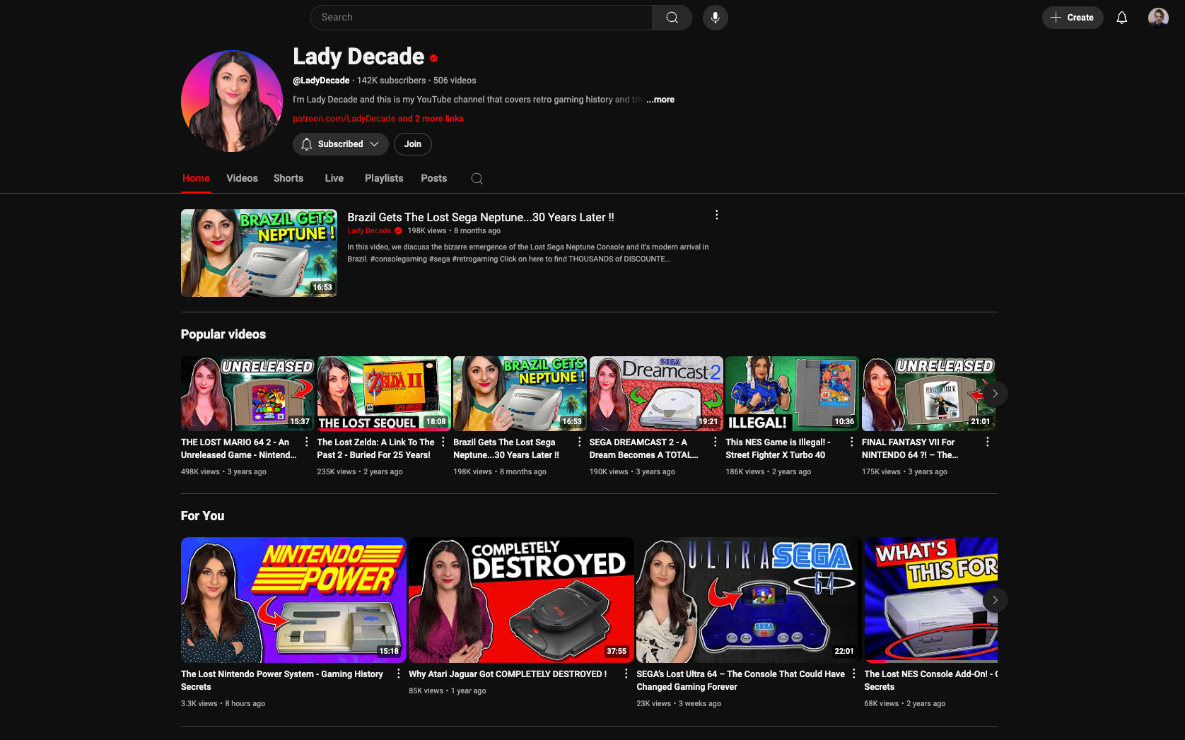 Lady Decade YouTube Channel