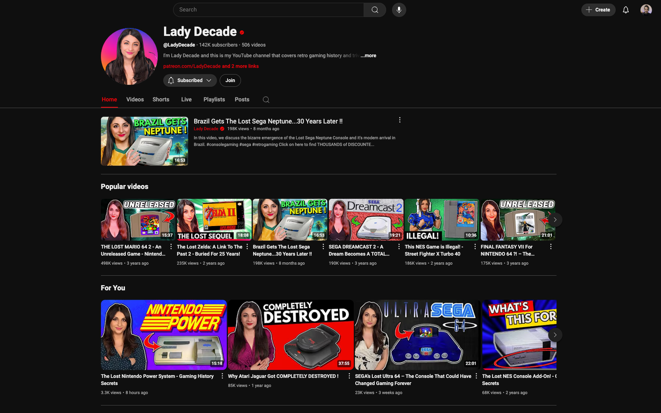 Lady Decade YouTube Channel