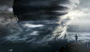 An image from the game Life is Strange, showing a huge tornado.