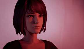 An image from the game Life is Strange, showing a girl bathed in pink light.