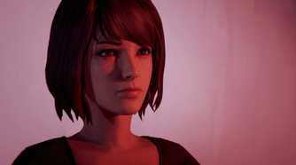 An image from the game Life is Strange, showing a girl bathed in pink light.